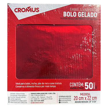 Wrapping for Bolo Gelado | Shiny Red 20x22cm (50 Pack)
